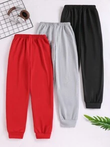 3 件套男童休闲纯色运动裤，百搭，适合秋冬季