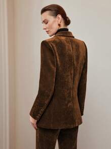MOTF PREMIUM ÁO BLAZER ĐÔI NGỰC HÌNH ĐỒNG HỒ CÁT - màu nâu - Xem 5