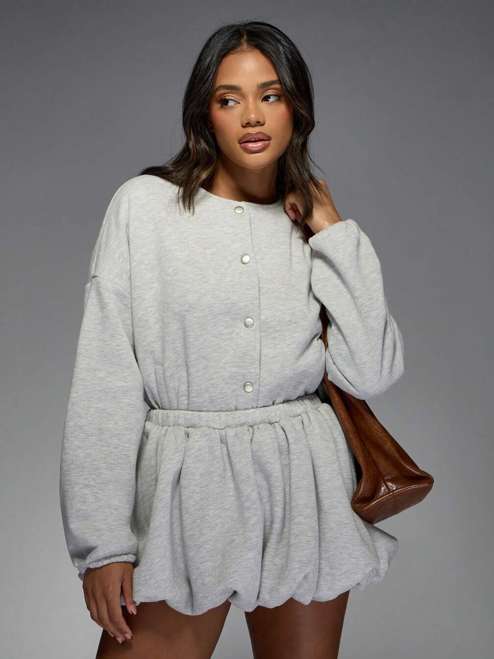 MISSGUIDED Cozy Snap Elastic Waist Balloon Puff Mini Skirt Bubble
