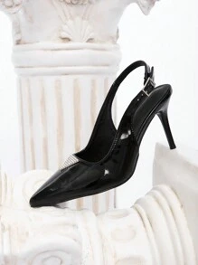 CUCCOO CHICEST Women's Pointed Toe High Heel Pumps, Black Color Rhinestone Decor Elegant Formal Office Lady Shoes Spring Shoes Spring Break Easter Prom Heels - Black - View 6