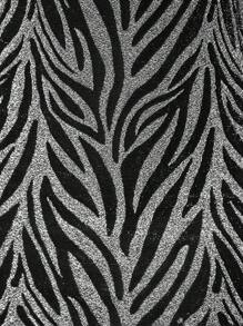 Silquee 女士优雅华丽派对女士长袖适合秋冬季方领闪光修身连衣裙万圣节 - 銀色 - 查看 9