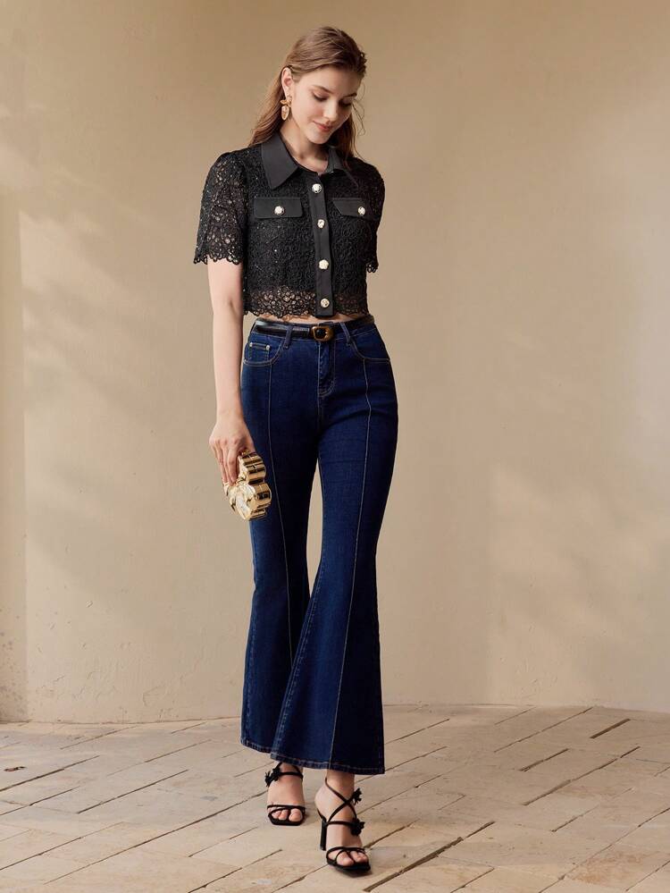TEXTURED BUTTON UP BLOUSE, WOMEN SHIRT