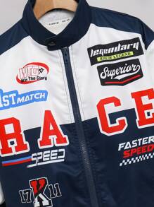 Tween Boy Graphic Pattern Stand Collar Thermal Lined Jacket For Winter - Multicolor - View 4