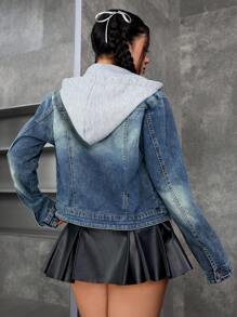 SHEIN EZwear 女士牛仔夹克，休闲时尚日常穿着 - 淺色水洗藍 - 查看 3