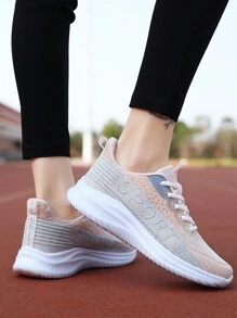 1 pereche de pantofi de alergat la modă, versatili, din țesătură, respirabili, ușoare, anti-alunecare, rezistenți la uzură, moale, confortabili, pentru sporturi ocazionale în aer liber - Multicolor - Vizualizare 4