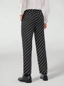 Manfinity VCAY Men's Striped Suit Trousers - Black - View 5