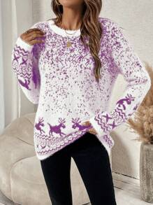 SHEIN LUNE Casual Minimalist Crew Neck Sweater, Suitable For Everyday Wear