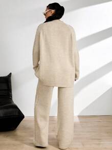 EURMUSE Ladies' Plain And Simple Daily Style Belt And Woolen 2pcs/Set - Apricot - View 2