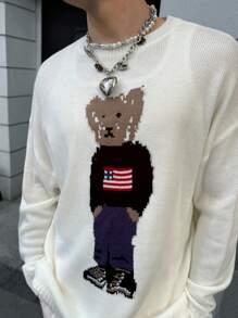 Manfinity VCAY Men's Knit Oversized Casual Loose Fit Long Sleeve Sweater