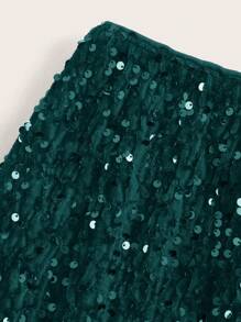 SHEIN Clasi Sequin Bodycon Mini Skirt, Solid Color Casual Minimalist Fashion