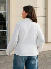 SHEIN MOD Große Größen Retro süße Schleife Dekor asymmetrischer Saum Bluse