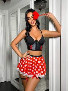 5pcs/Set Sexy Lace Patchwork Front Hook Lingerie Set With Underwire - Multicolor - View 7