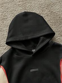 Manfinity VCAY Men's Knit Casual Everyday Loose Fit Patchwork Long Sleeve Hoodie Sweatshirt