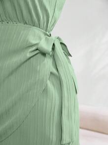 SHEIN LUNE 大码简约时尚系带吊带连体衣 - 綠色 - 查看 3