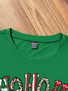 SHEIN LUNE Maglietta da donna con stampa casual di cervi, girocollo, maniche corte, taglio ampio, adatta per l'estate