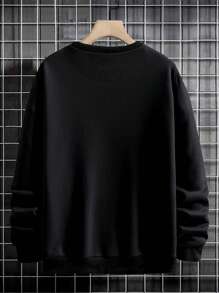 EURMUSE Men 1pc Solid Drop Shoulder Sweatshirt - Black - View 2
