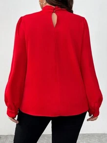 SHEIN Damska bluzka z kołnierzykiem z falbanką w rozmiarze plus size, ozdobiona kwiatami 3D, jesienna, noworoczna, walentynkowa