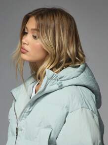 MISSGUIDED Chaqueta acolchada extra grande y acolchada, cortavientos de invierno con capucha, ropa de calle corta con cremallera, rellena, prenda exterior esencial para clima cálido