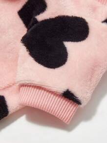 PETSIN 1 Pc Pet Puppy & Kitty Pink Flannel Heart Print Warm Crew Neck