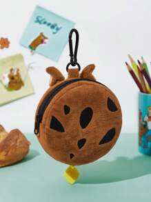 SCOOBY-DOO X SHEIN Embroidery Cartoon Dog Pattern Plush Super Comfy Coin Purse , Bag Accessory - Brown - View 4