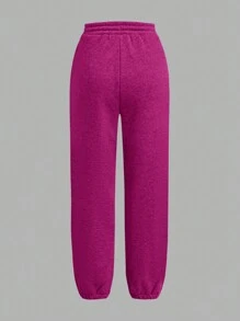 SHEIN Explorewe 3pcs/Set Teens (Girls) Autumn/Winter All-Match Black, White & Gray Versatile Sweatpants - Multicolor - View 7