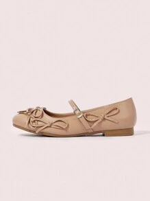 CUCCOO DOLLMOD Women Fashion Bow Decor Flat Shoes Valentines Valentine's Day - Brown - View 6