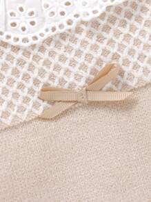 SHEIN Newborn Baby Ruffled Collar Sweater And Knitted Pants Casual Outfit Set - Apricot - View 4