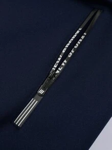 Manfinity Homme Men's Letter Pattern Thermal Lined Hooded Jacket, For Autumn/Winter, Men Fleece Hoodie, Men Zip Up Hoodie, Men Sherpa Lined Hoodie