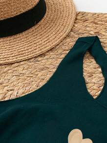 SHEIN LUNE Top de tirantes casual de mujer con estampado de corazones, para primavera/verano