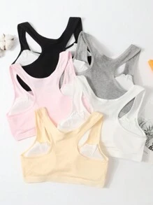 5 件装 女童纯色简约时尚舒适运动吊带背心内衣 - 彩色 - 查看 2