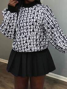 BamGleam Sudadera suelta y sexy con estampado de letras de moda casual para mujer, otoño/invierno