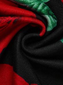 SHEIN Clasi Plus Size Women Keyhole Neckline Short Sleeve Tie Back Digital Print Elegant Midi Dress Maxi Women Outfit