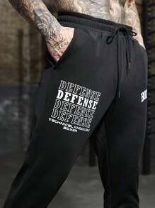 Manfinity Sport Corelite Freund-Stil Herren Pullover mit Kapuze und Schnürung, Langarm, Buchstaben-Muster, und Jogginghose, Sportanzug