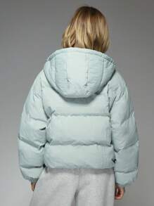 MISSGUIDED Chaqueta acolchada extra grande y acolchada, cortavientos de invierno con capucha, ropa de calle corta con cremallera, rellena, prenda exterior esencial para clima cálido