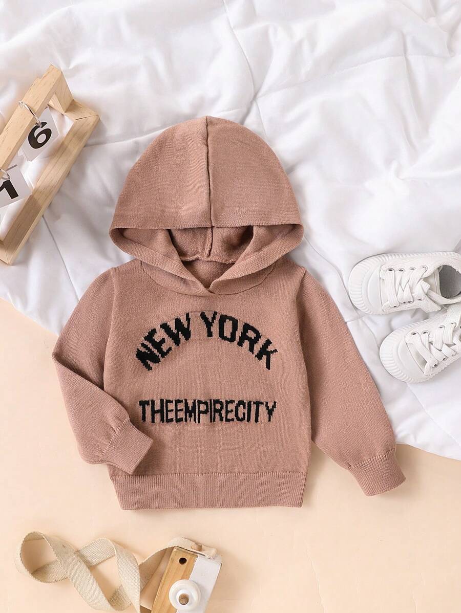 Baby Jungen modischer & niedlicher vielseitiger Buchstaben Strick Kapuzenpullover