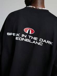 NEON BLANC 男士字母印花宽松休闲针织长袖T恤，秋季 - 黑色 - 查看 4