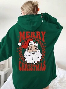 INAWLY sweat-shirt à capuche décontracté avec imprimé de Noël pour femme
