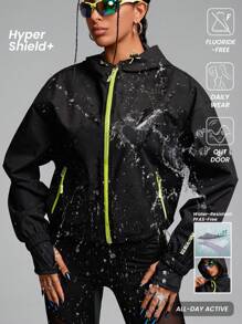 Innovista Damen Loose Fit Farbblockjacke mit Reißverschluss und wasserabweisenden Stoff, Reißverschlussjacke für Damen, Herbstoutfit für Damen, Damenjacken, Y2K Jacken, Party, Outdoor Jacke, Laufen, Schwarze Jacke, Outdoor Camping, Herbst-Winter-Outfit für Damen, Winterjacke für Damen, Damenjacke