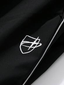 Dazy Plus 大码刺绣装饰拼布松紧腰阔腿休闲裤，四季皆宜