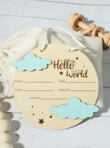Newborn Cloud Wood Slice Birth Announcement, Infant Photography Props, Baby Commemorative Gifts