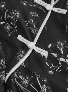 SHEIN MOD Vestido chino corto tipo Qipao con cuello mao y botones frontales, tallas grandes, para el verano - Negro - Ver 3