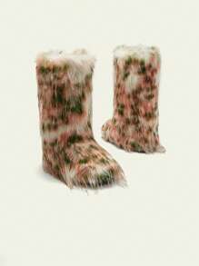 Sugerpunk New Fluffy Tall Snow Boots For Women, Warm Fuzzy Long Shaft Boots, Winter New Year Holiday Valentines - Multicolor - View 8