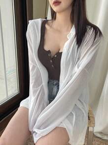 DAZY Áo thun trơn màu thường ngày cho nữ, Áo ba lỗ mùa hè - màu nâu - Xem 3