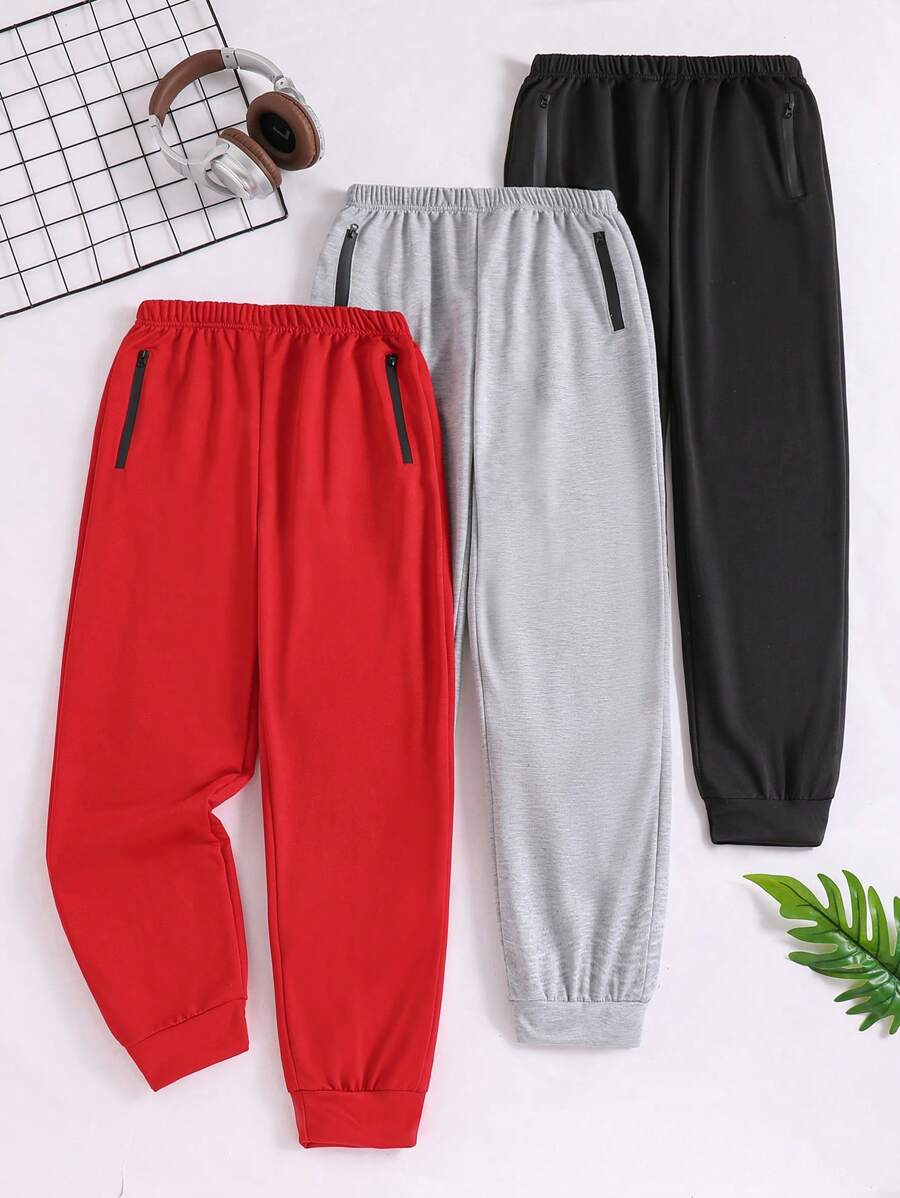 3 件套男童休闲纯色运动裤，百搭，适合秋冬季