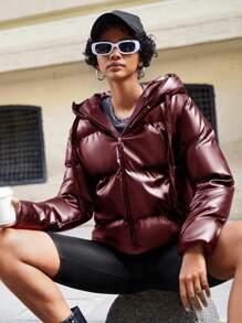 RueChic Veste Matelassée Brillante Pour Femme