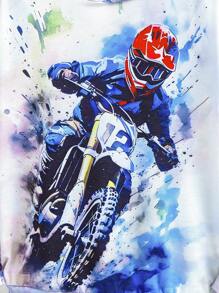 Fantacosmos Tween Boy Cool Motorcycle Print Casual Comfortable Versatile Sweatshirt, Suitable For Spring, Autumn, Winter - Multicolor - View 3