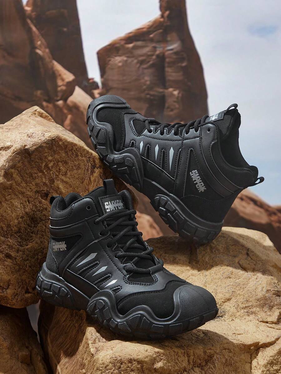 OUTDOORSY Women High-Top Outdoor Casual Sports Hiking Shoes, Autumn/For And Vibe And Spring Shoes Spring Break Easter - Black - View 1