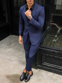 Manfinity Bizformal Conjunto de 3 piezas para hombres: chaleco, chaqueta y pantalones