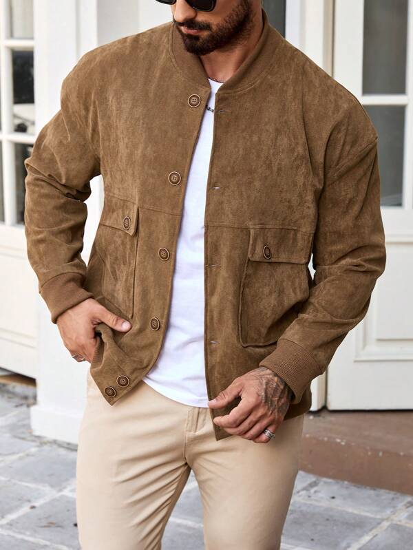 Manfinity CasualCool Men's Casual Vintage Cargo Jacket, Autumn