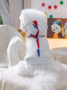 PETSIN 1pc Pet Cat/Dog Universal Gray Knitted Cute Dinosaur Hooded Warm Jacket - Grey - View 6